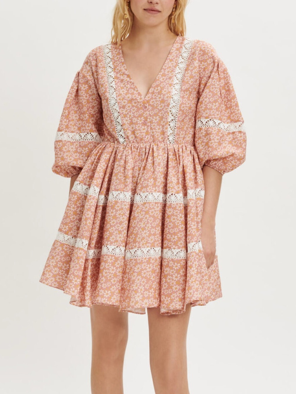 MAJE Floral Lace-Trim Dress